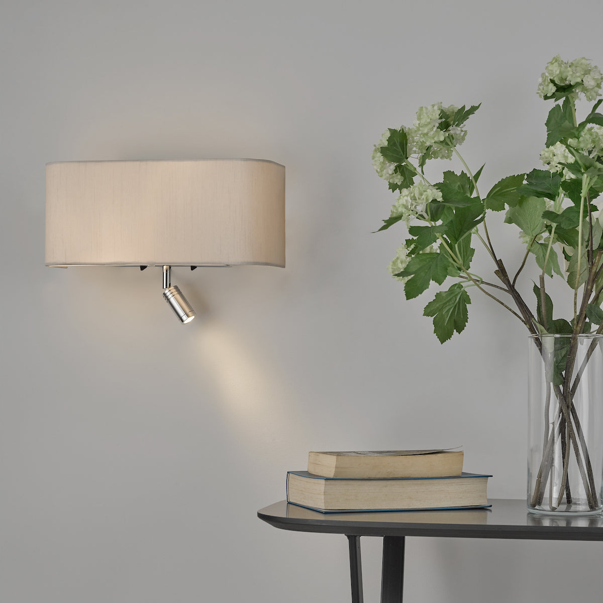 RONDA 3LT WALL LIGHT IVORY WITH LED READING LIGHT