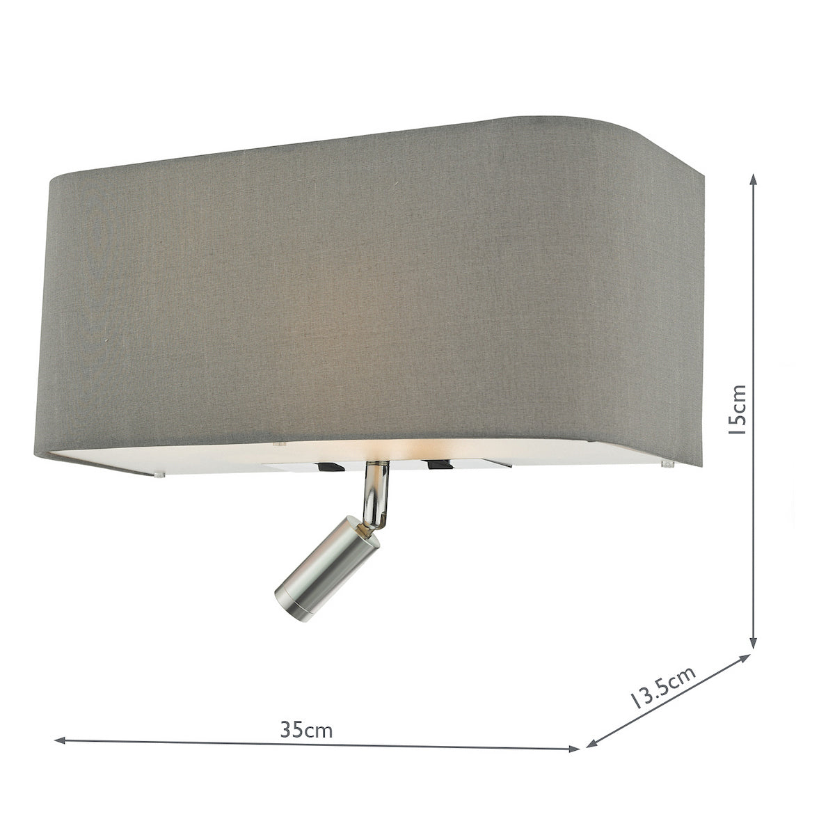 RONDA 3LT WALL LIGHT GREY WITH LED READING LIGHT