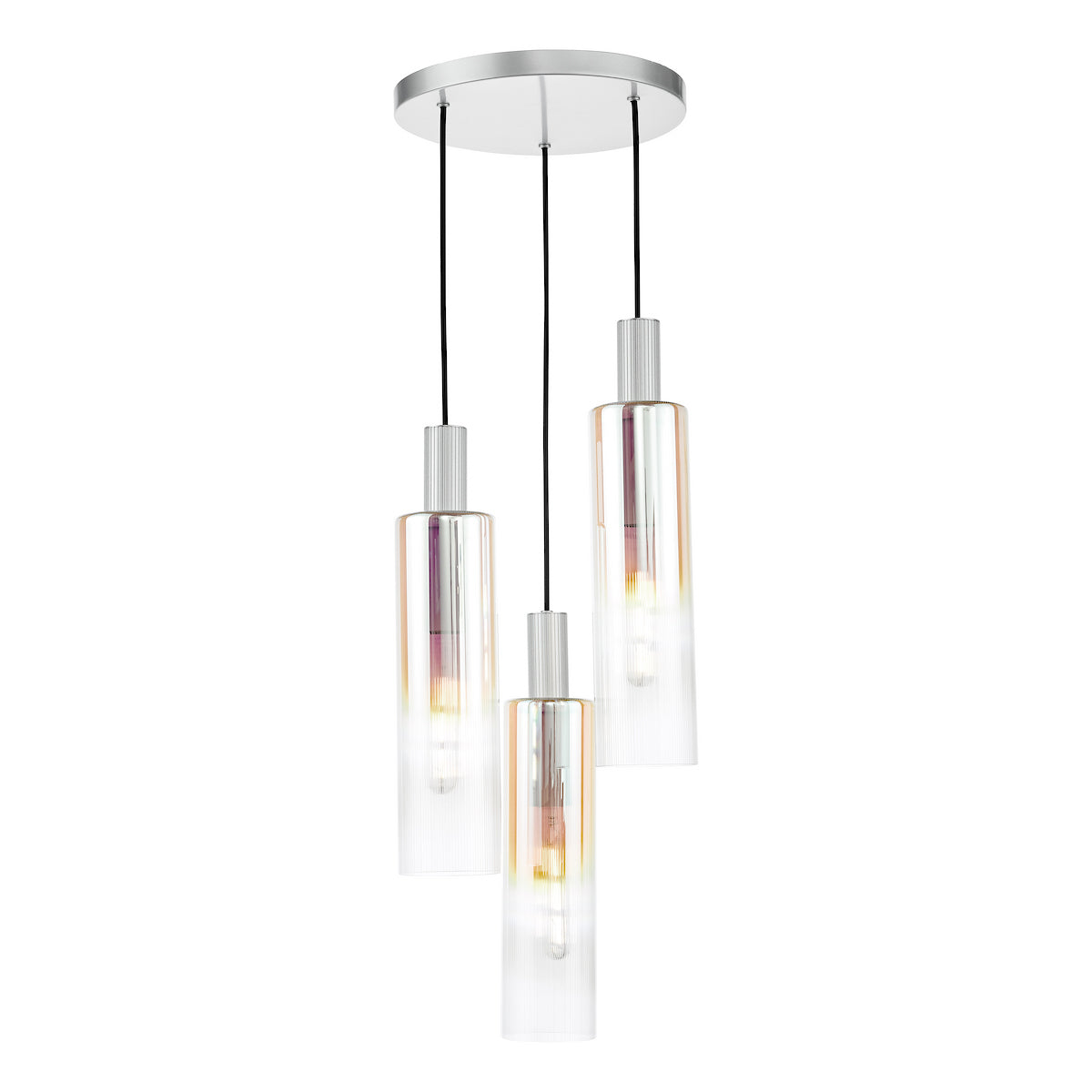 RUBEN 3LT CLUSTER PENDANT SILVER IRIDISED RIBBED G