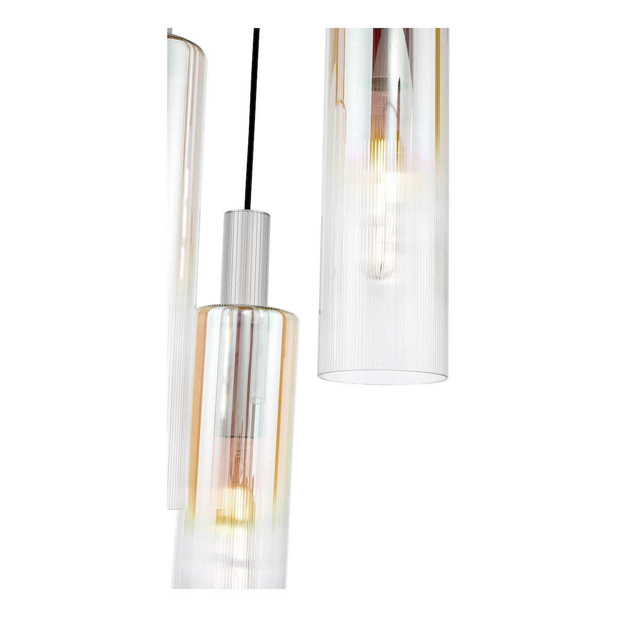 RUBEN 3LT CLUSTER PENDANT SILVER IRIDISED RIBBED G