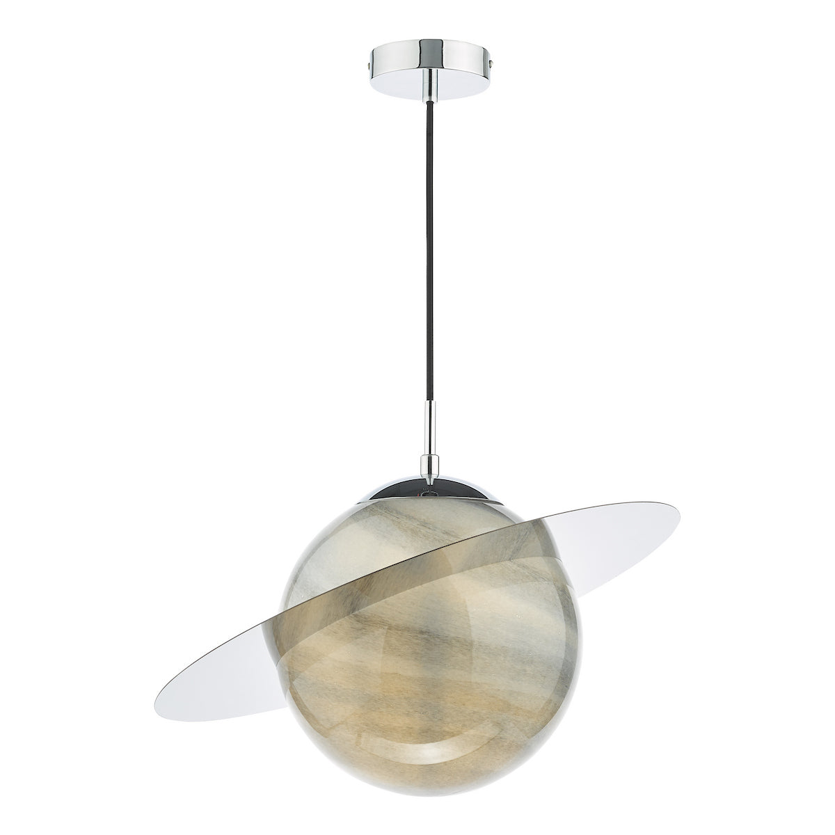 SATURN 1LT PENDANT PLANET GLS WITH POL CHR