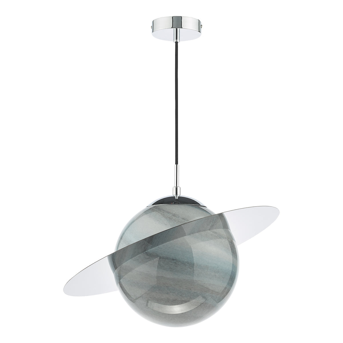 SATURN 1LT PENDANT PLANET GLS WITH POL CHR