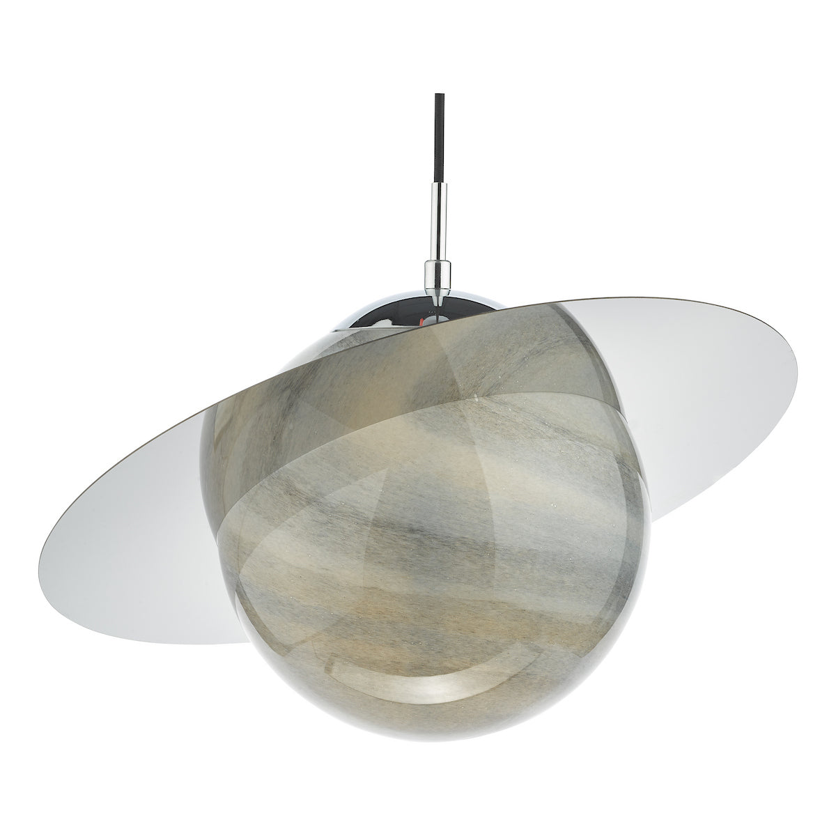 SATURN 1LT PENDANT PLANET GLS WITH POL CHR