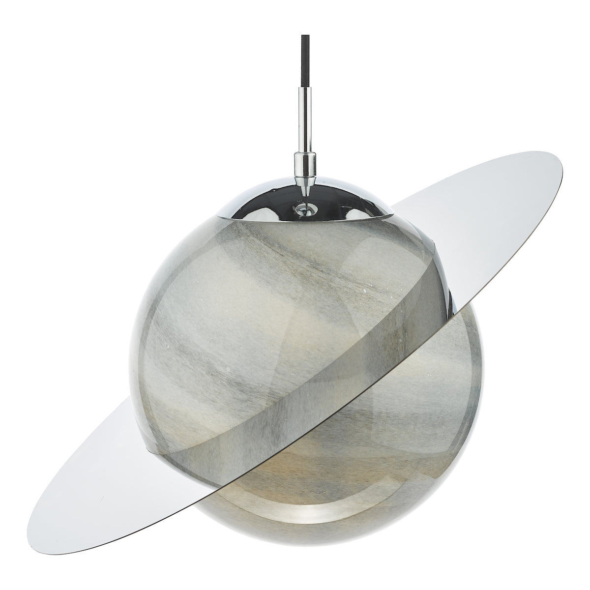 SATURN 1LT PENDANT PLANET GLS WITH POL CHR