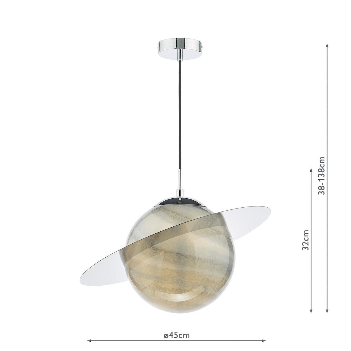 SATURN 1LT PENDANT PLANET GLS WITH POL CHR