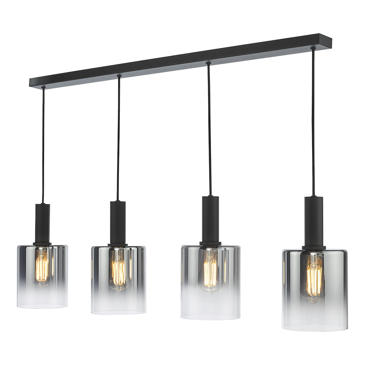 SAVANNAH 4LT BAR PENDANT BLACK SMOKED GLS
