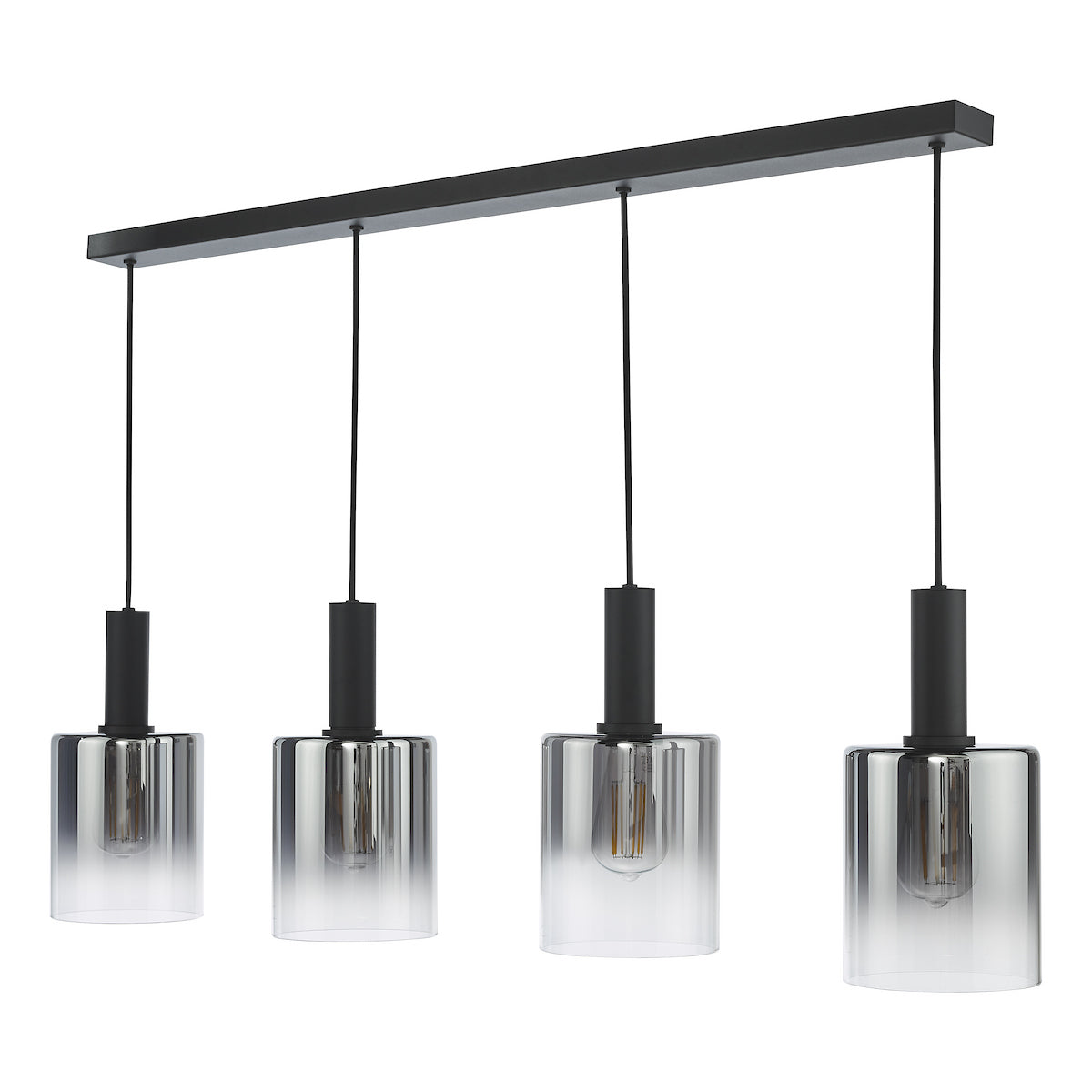 SAVANNAH 4LT BAR PENDANT BLACK SMOKED GLS