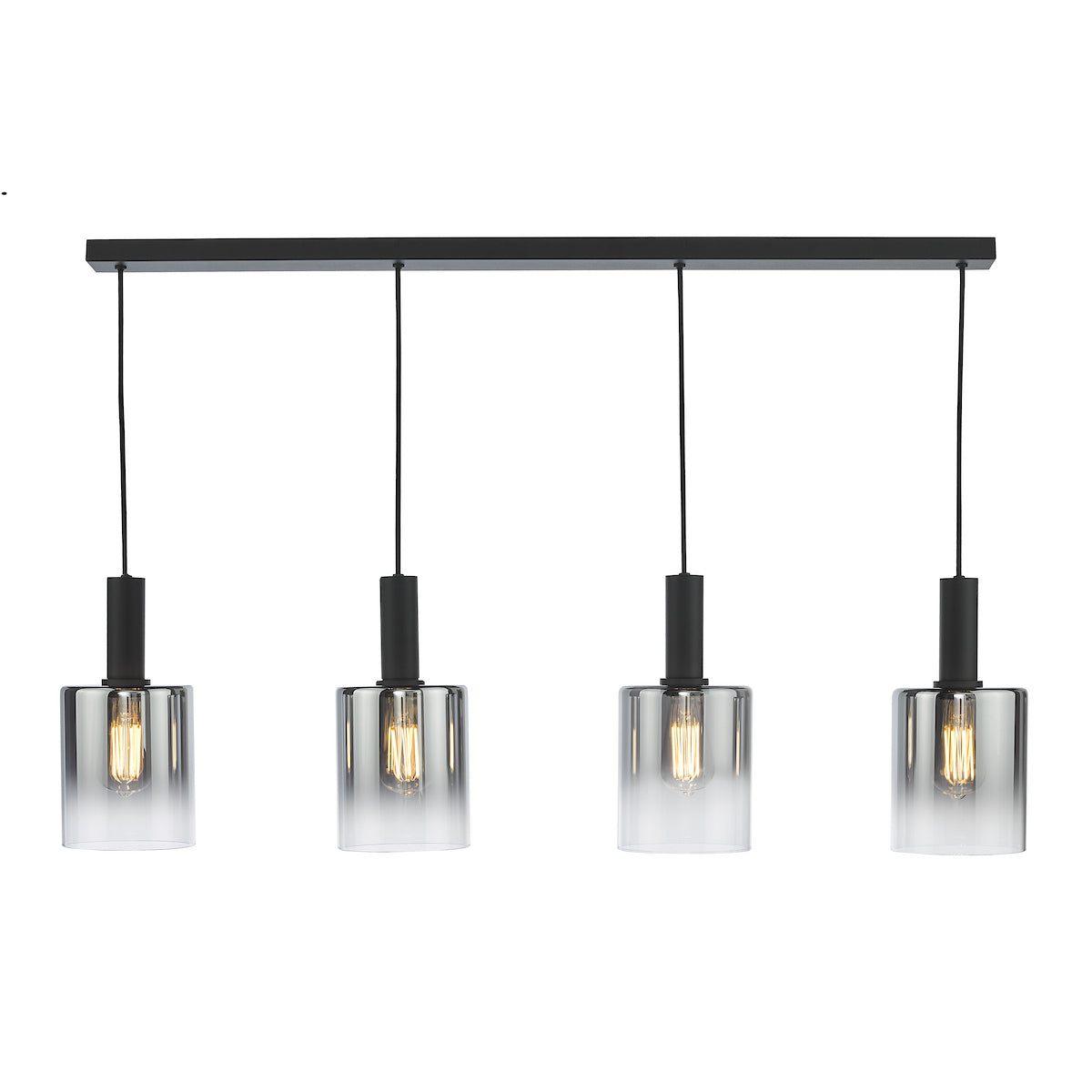 SAVANNAH 4LT BAR PENDANT BLACK SMOKED GLS
