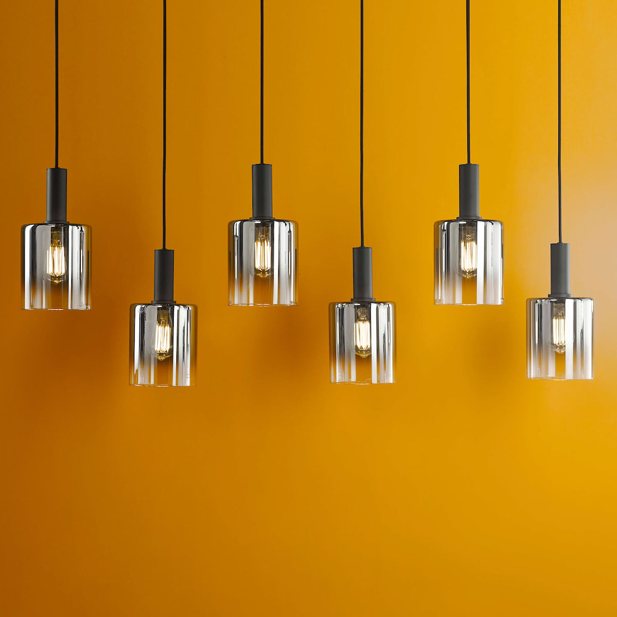 SAVANNAH 6LT BAR PENDANT BLACK SMOKED GLS