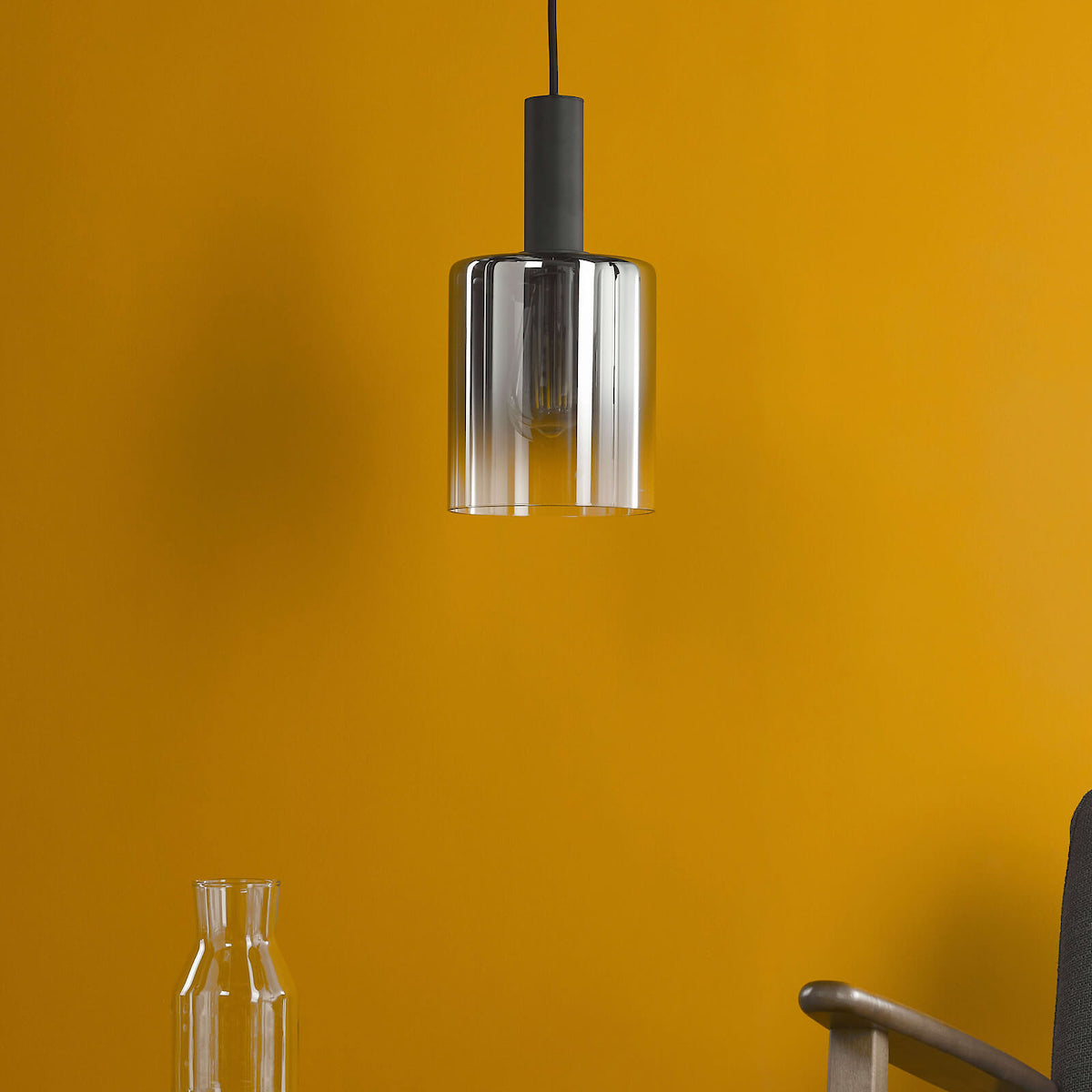 SAVANNAH 1LT PENDANT BLACK SMOKED GLS