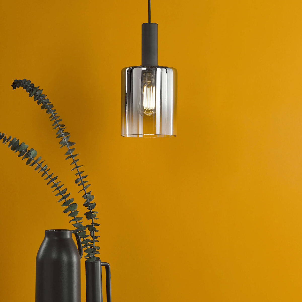 SAVANNAH 1LT PENDANT BLACK SMOKED GLS