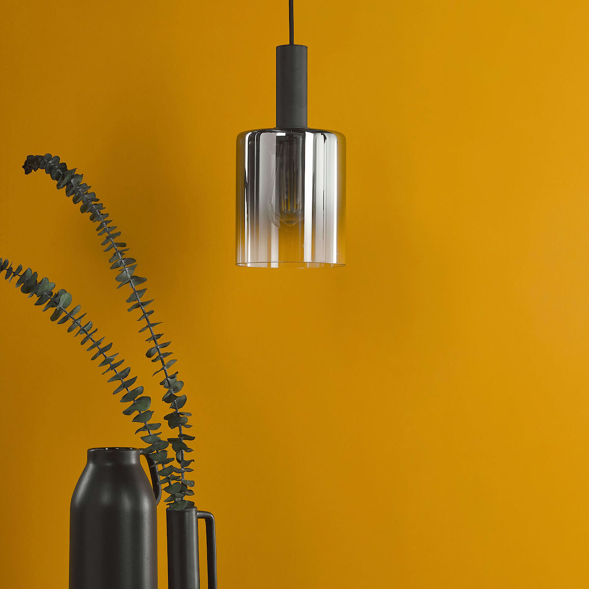 SAVANNAH 1LT PENDANT BLACK SMOKED GLS