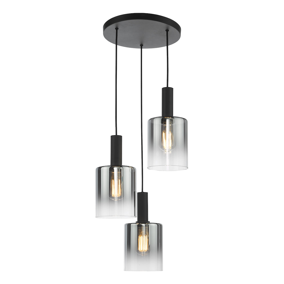 SAVANNAH 3LT CLUSTER PENDANT BLACK SMOKED GLS