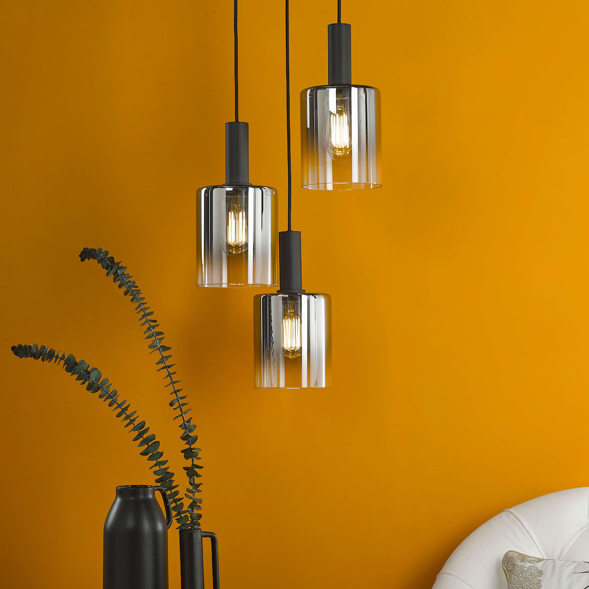 SAVANNAH 3LT CLUSTER PENDANT BLACK SMOKED GLS