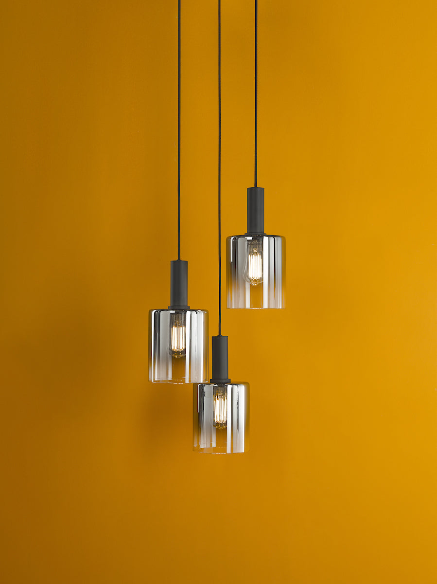 SAVANNAH 3LT CLUSTER PENDANT BLACK SMOKED GLS