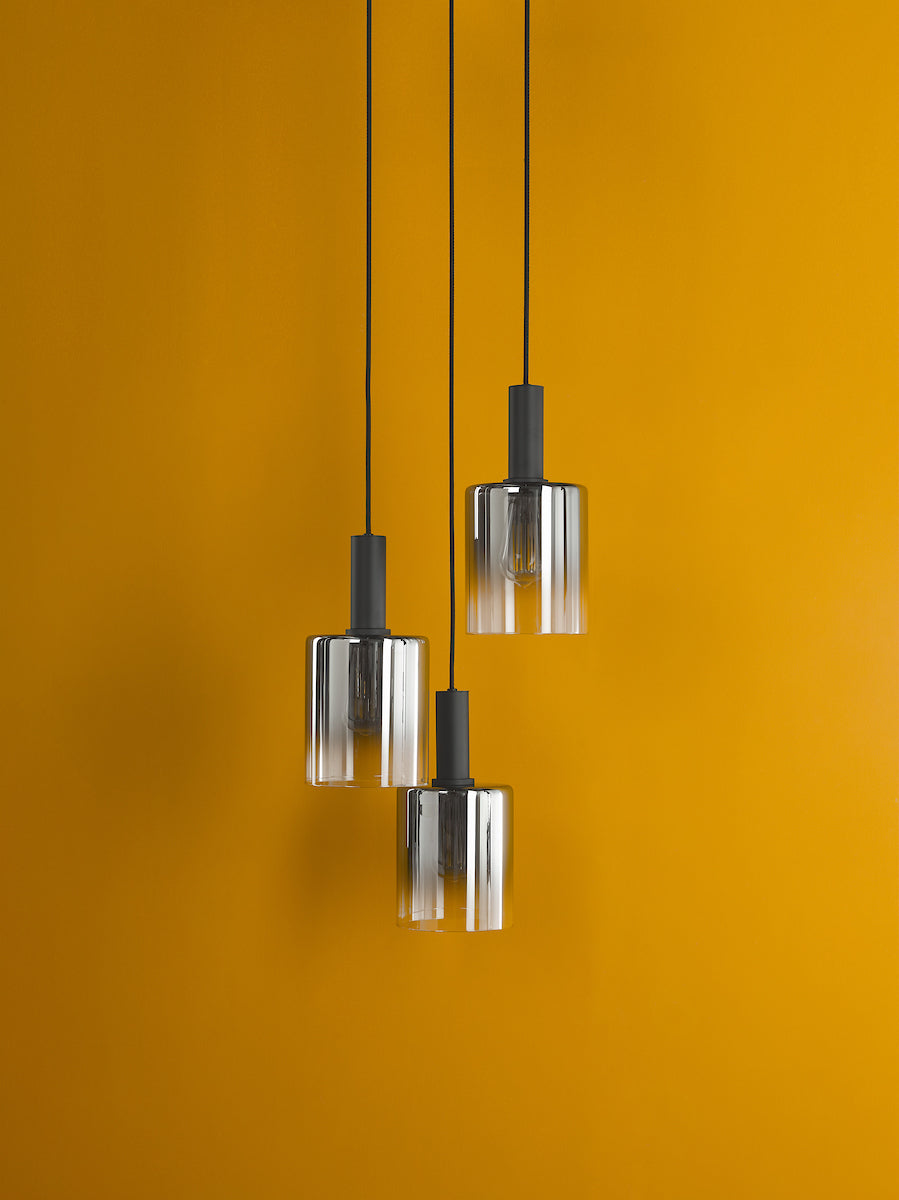 SAVANNAH 3LT CLUSTER PENDANT BLACK SMOKED GLS