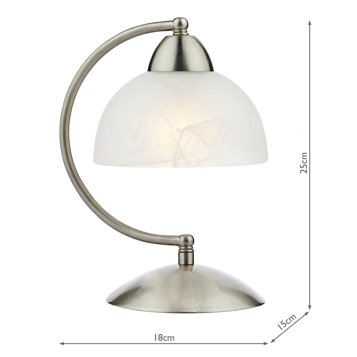 SAXBY CURVED ARM TOUCH DESK LAMP SAT CHR