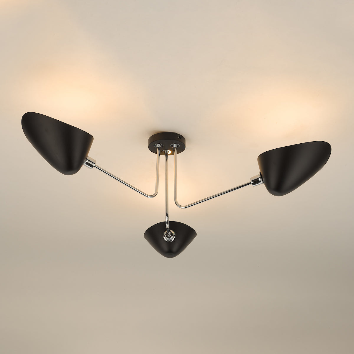 SEBASTIAN 3LT SEMI FLUSH BLACK POLISHED CHROME
