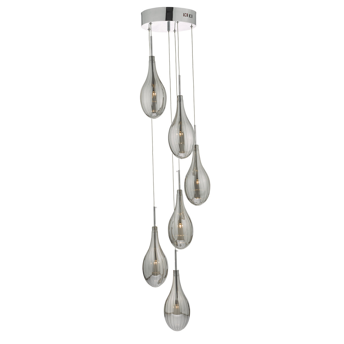 SETA 6LT CLUSTER PENDANT POL CHR/ SMOKED