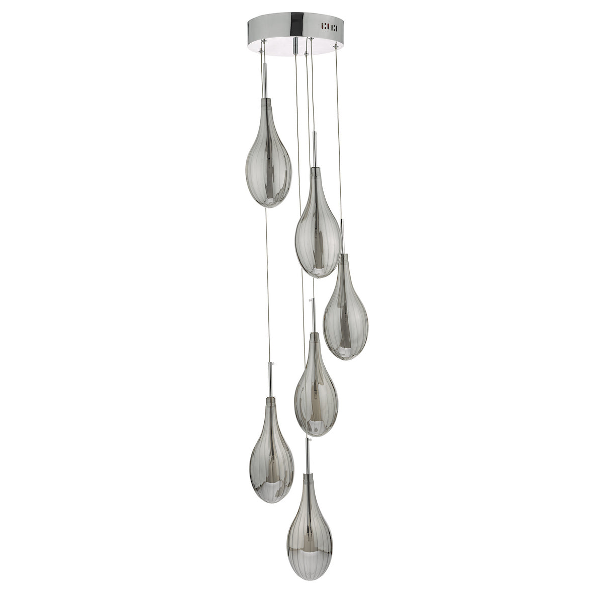 SETA 6LT CLUSTER PENDANT POL CHR/ SMOKED