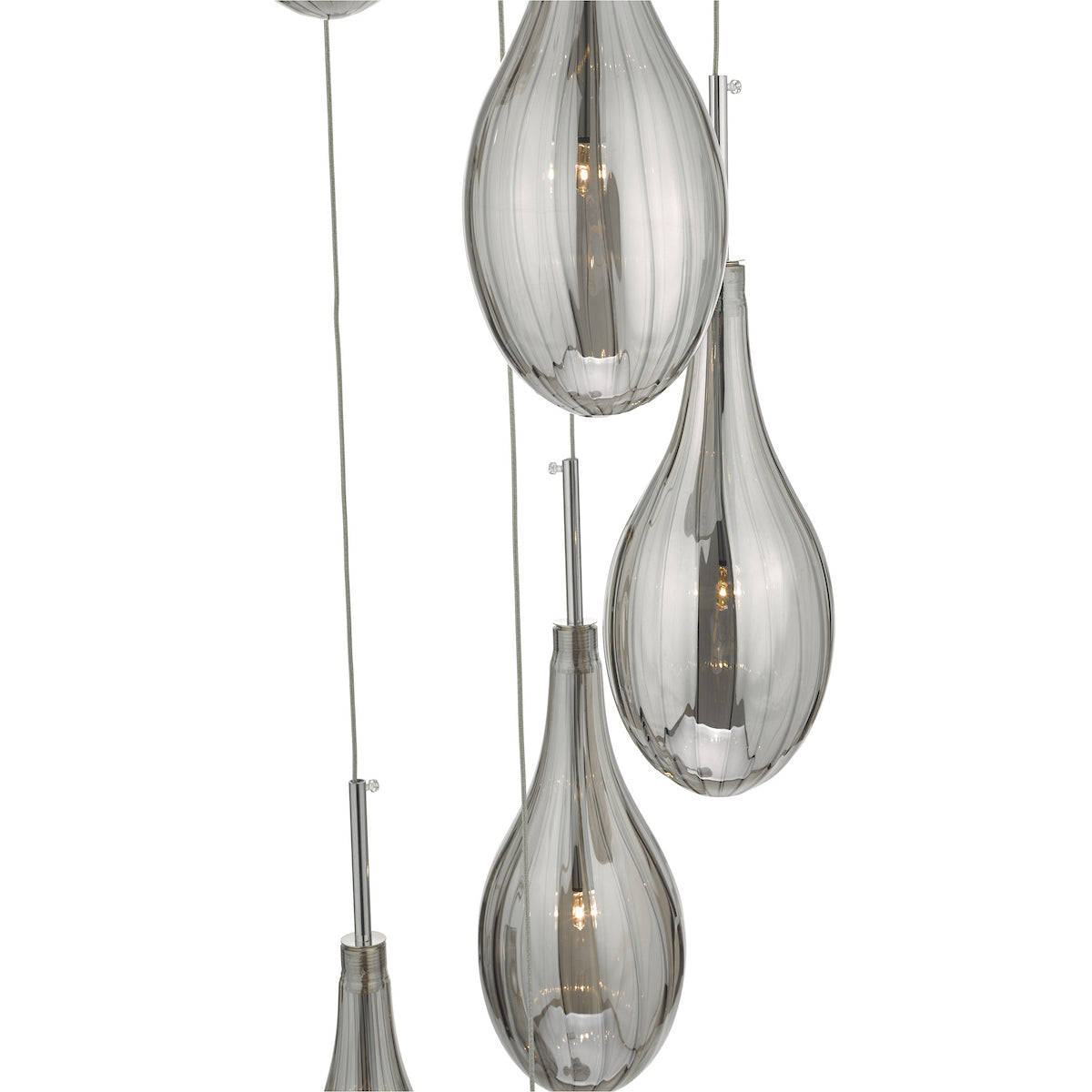 SETA 6LT CLUSTER PENDANT POL CHR/ SMOKED