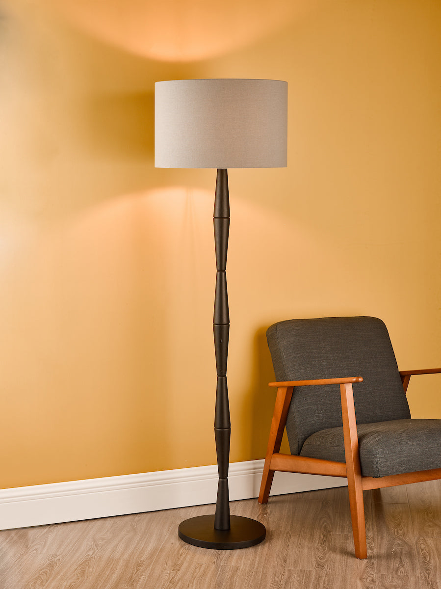 PYRAMID GREY LINEN DRUM SHADE 46CM