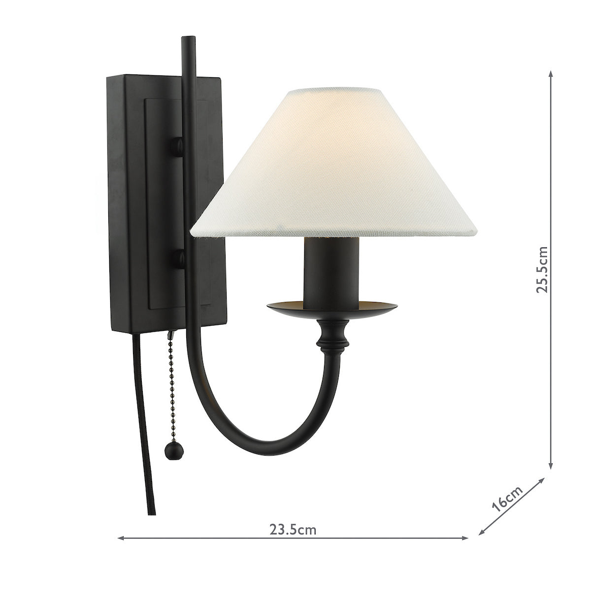 SIVAN 1LT W/LT BLACK CW LINEN SHD