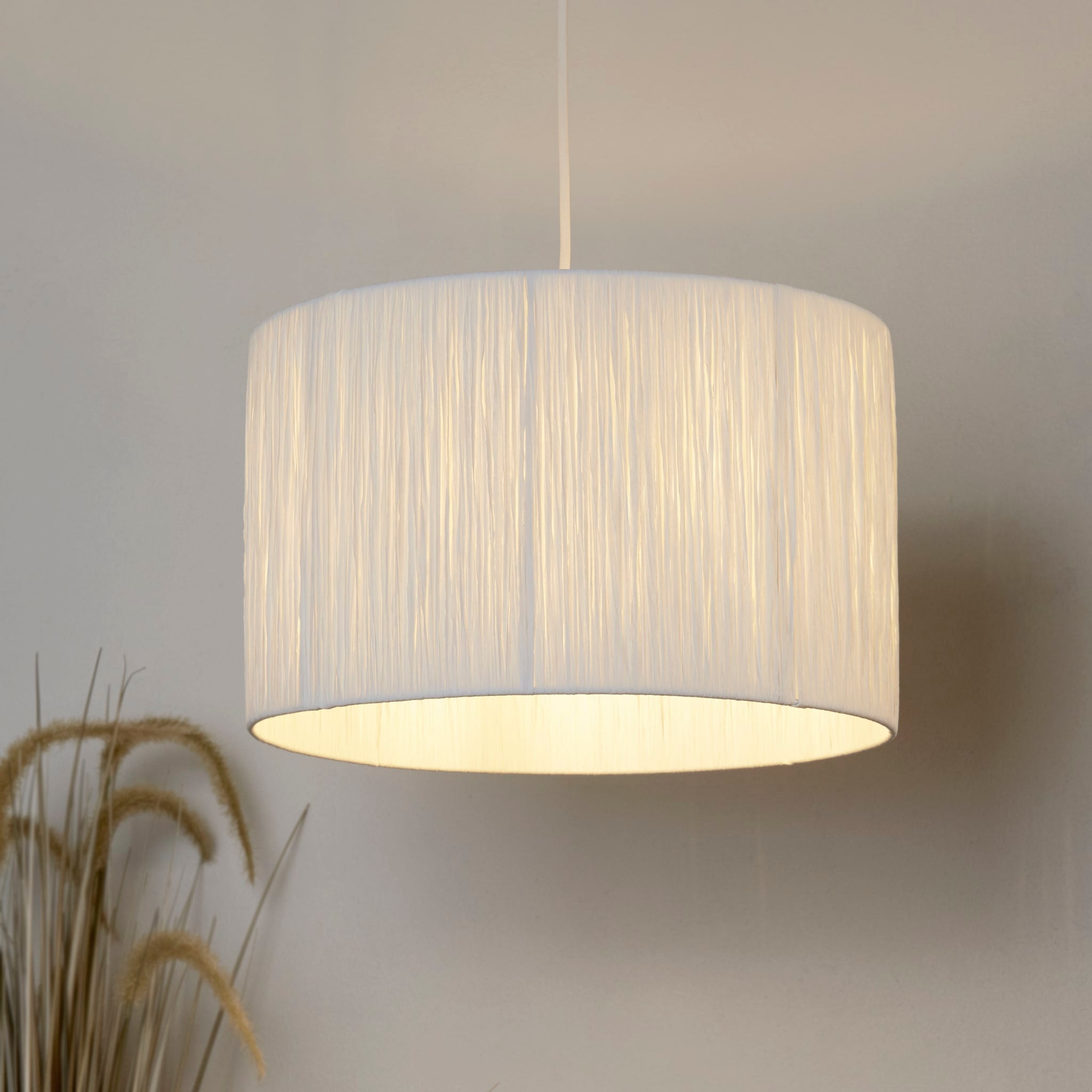 Raffia Drum Shade 35CM - White