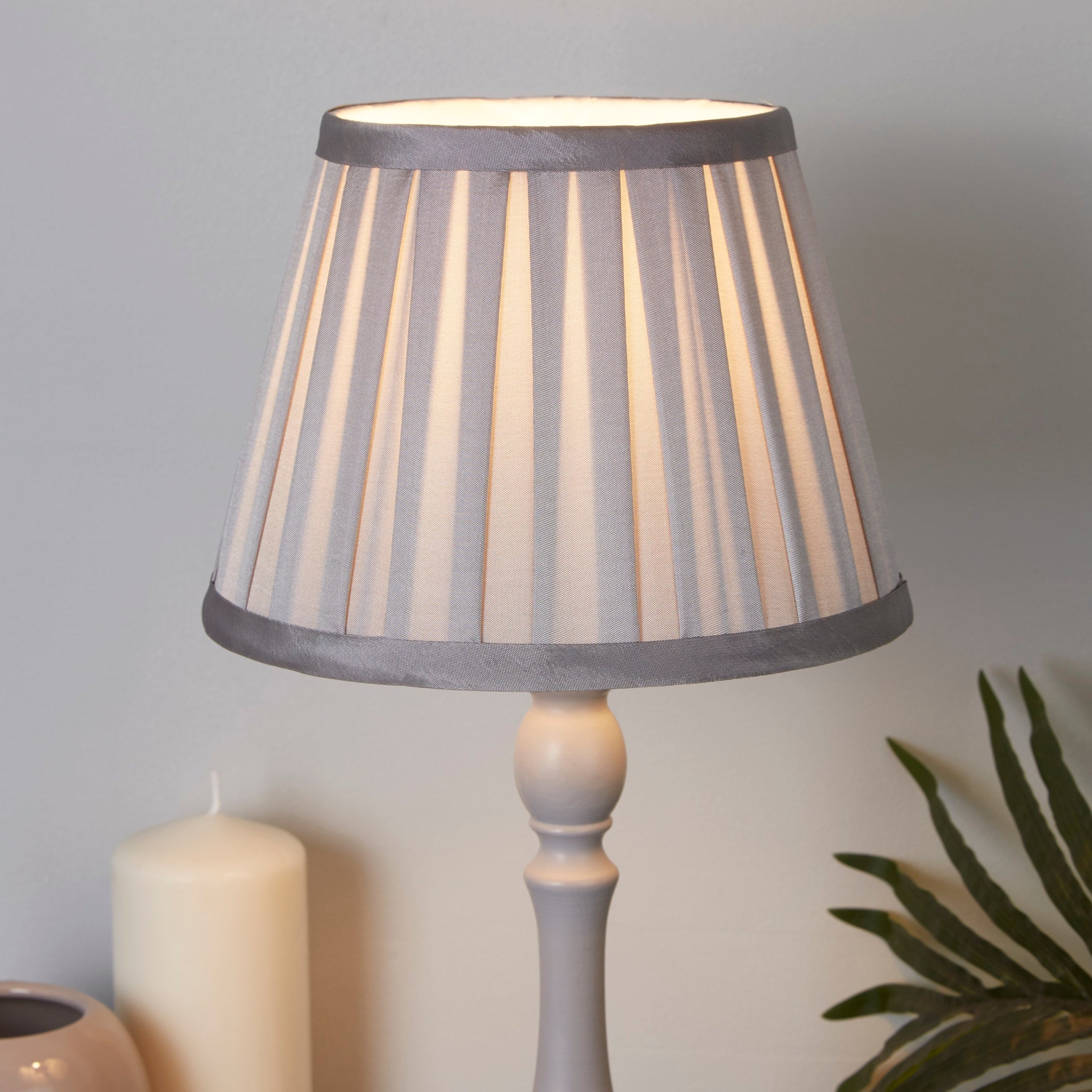 Raye Taper Pleat Silk Shade 20Cm Silver