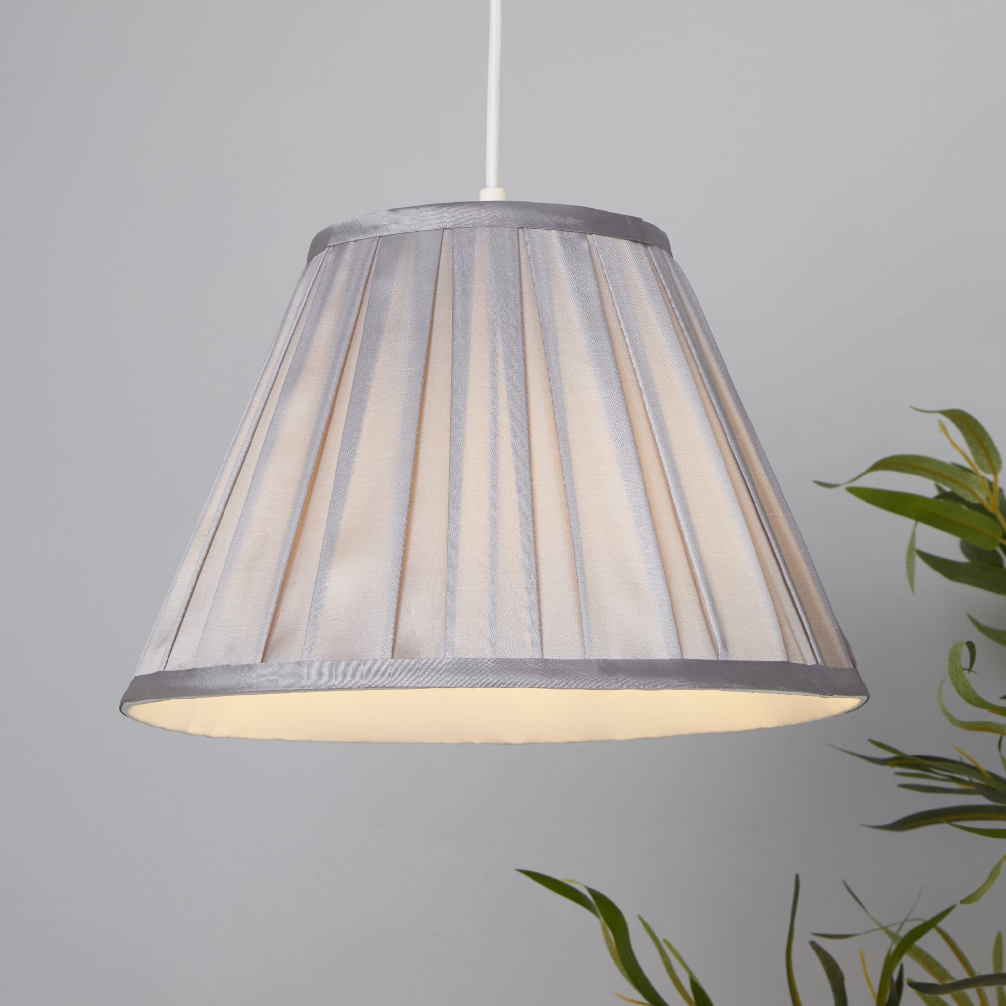 Raye Taper Pleat Silk Shade 30Cm Silver