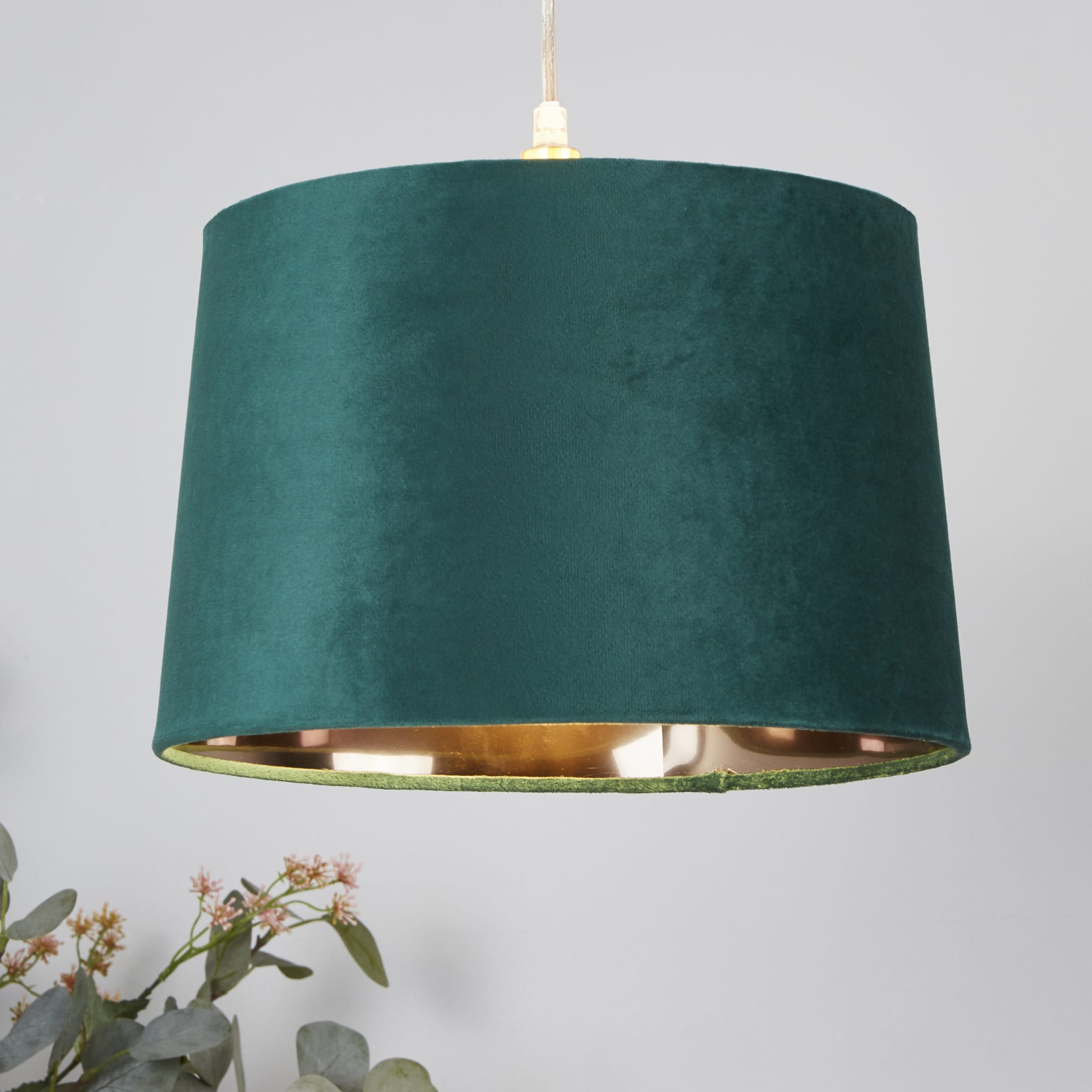 Velvet Drum Shade 30Cm Emerald