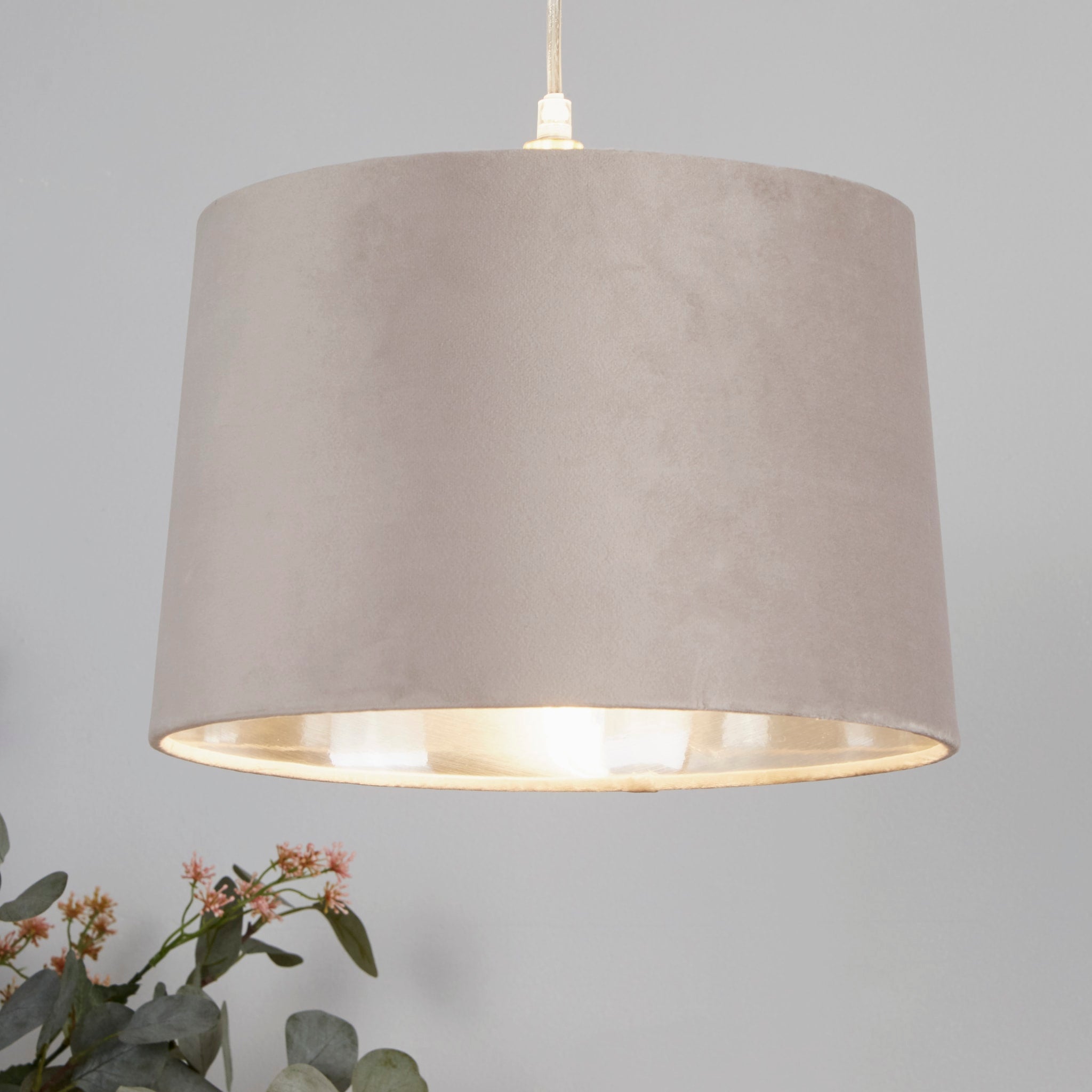 Velvet Drum Shade 30Cm Mink
