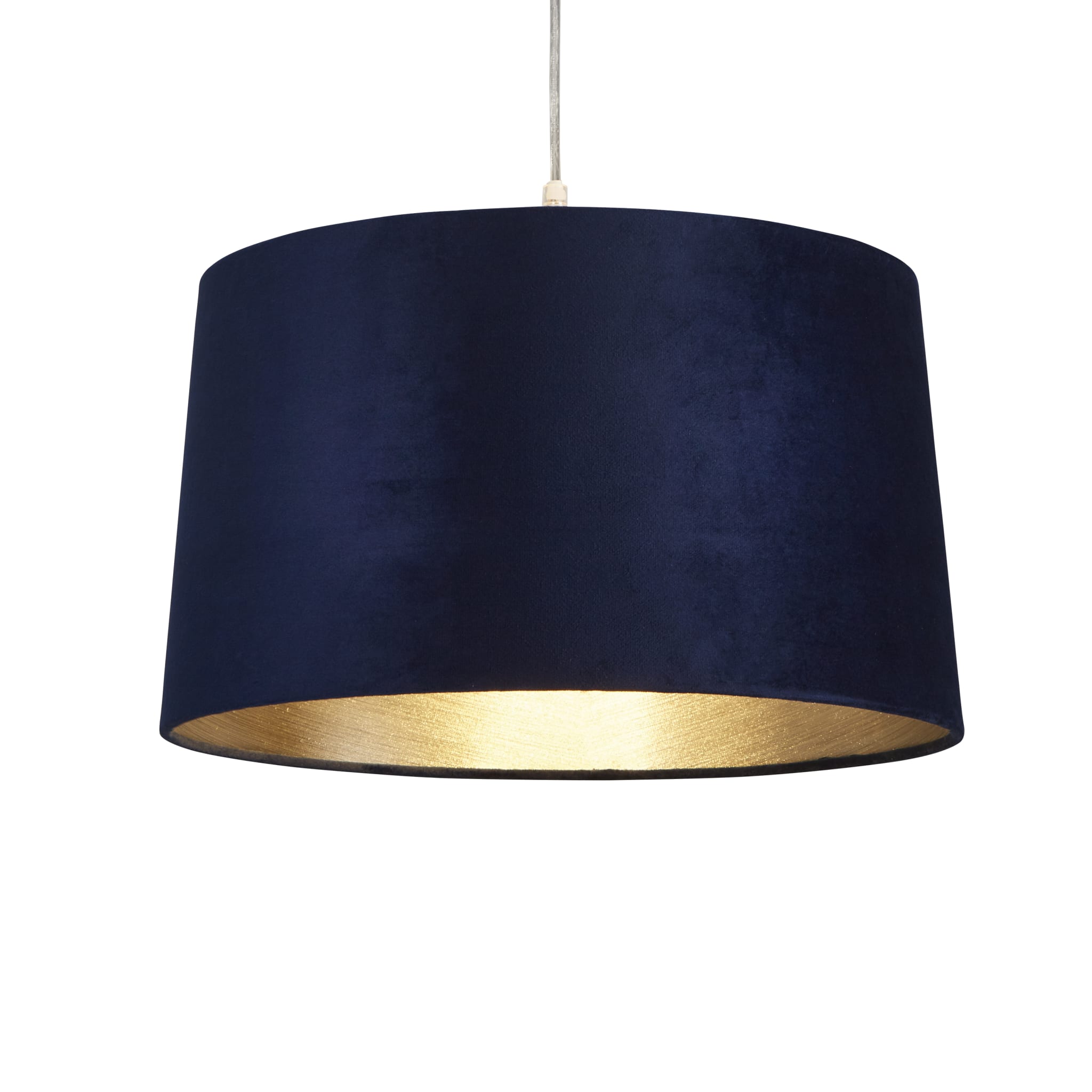 VELVET DRUM SHADE 40CM NAVY