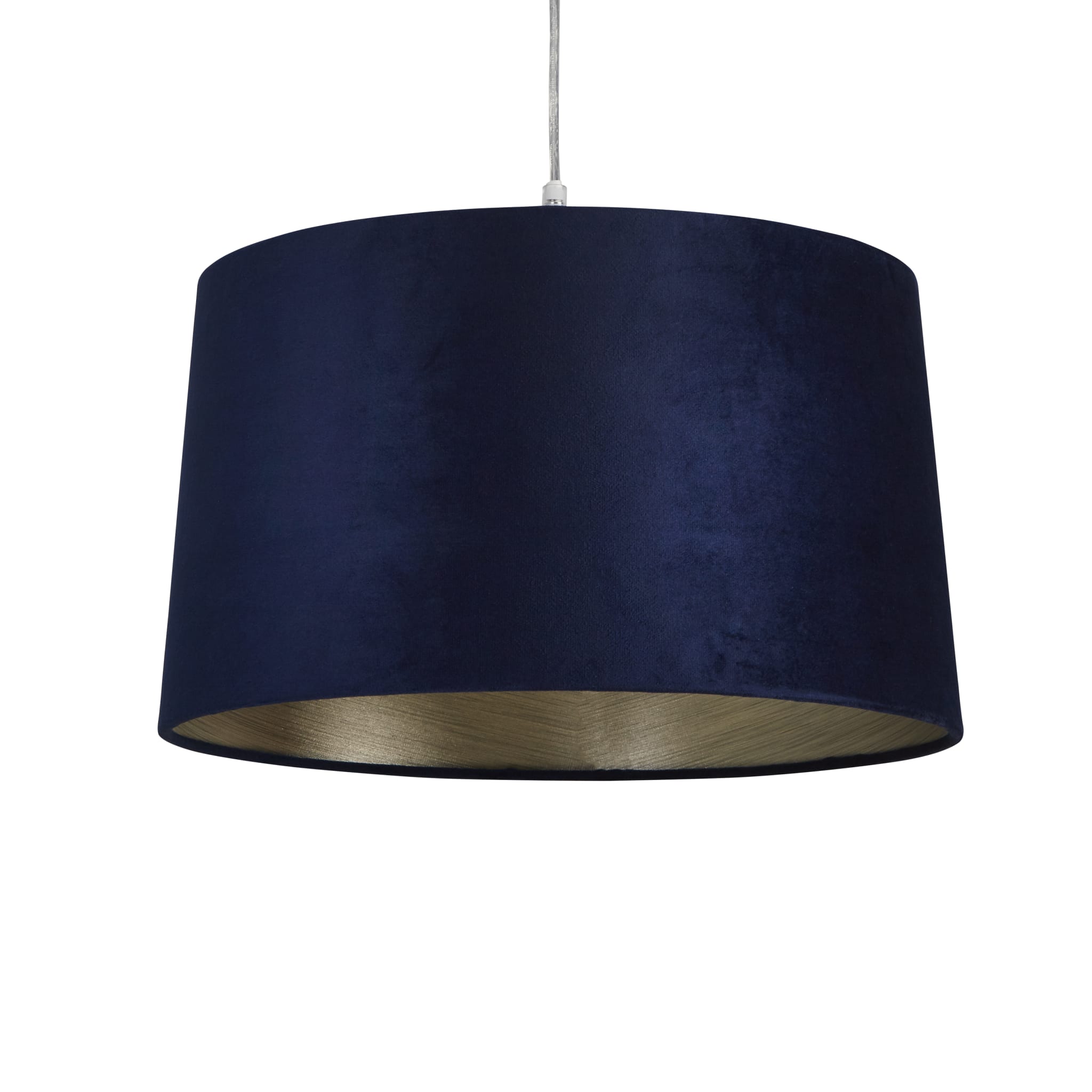 VELVET DRUM SHADE 40CM NAVY