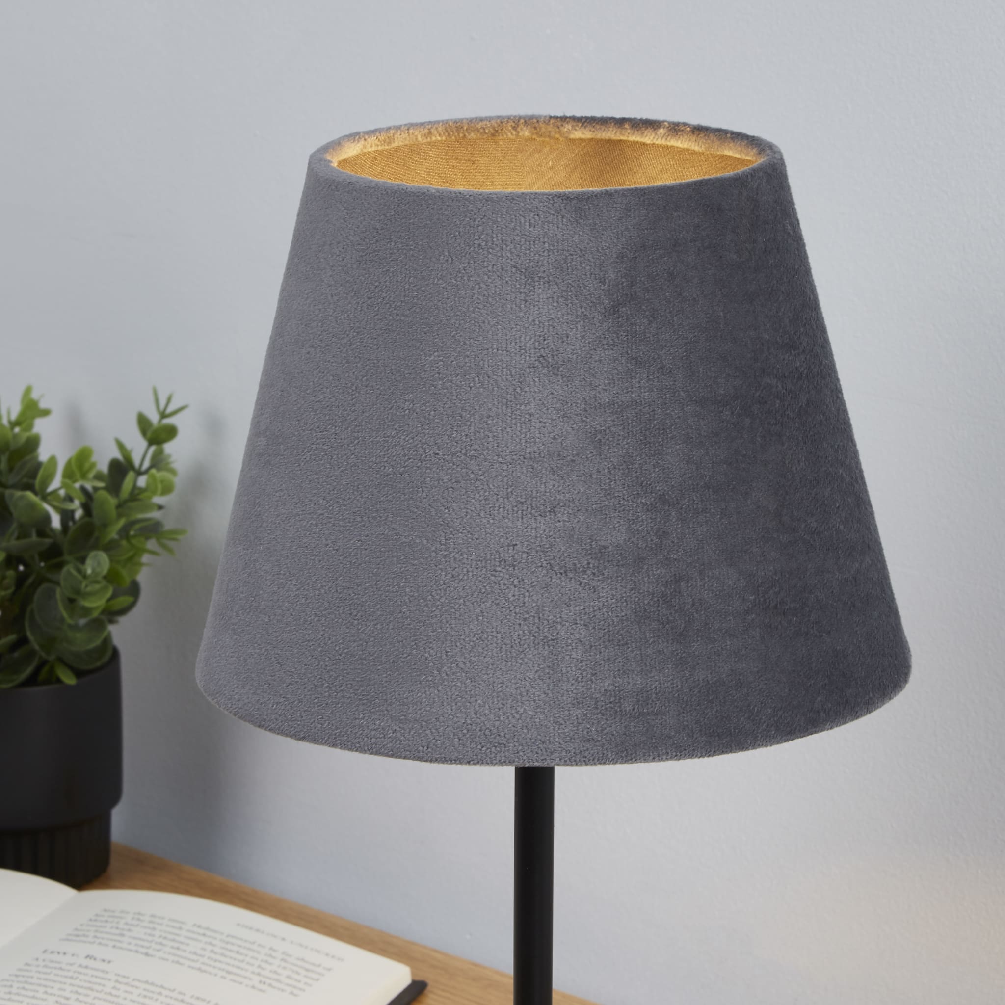 Velvet Drum Shade 20Cm Charcoal