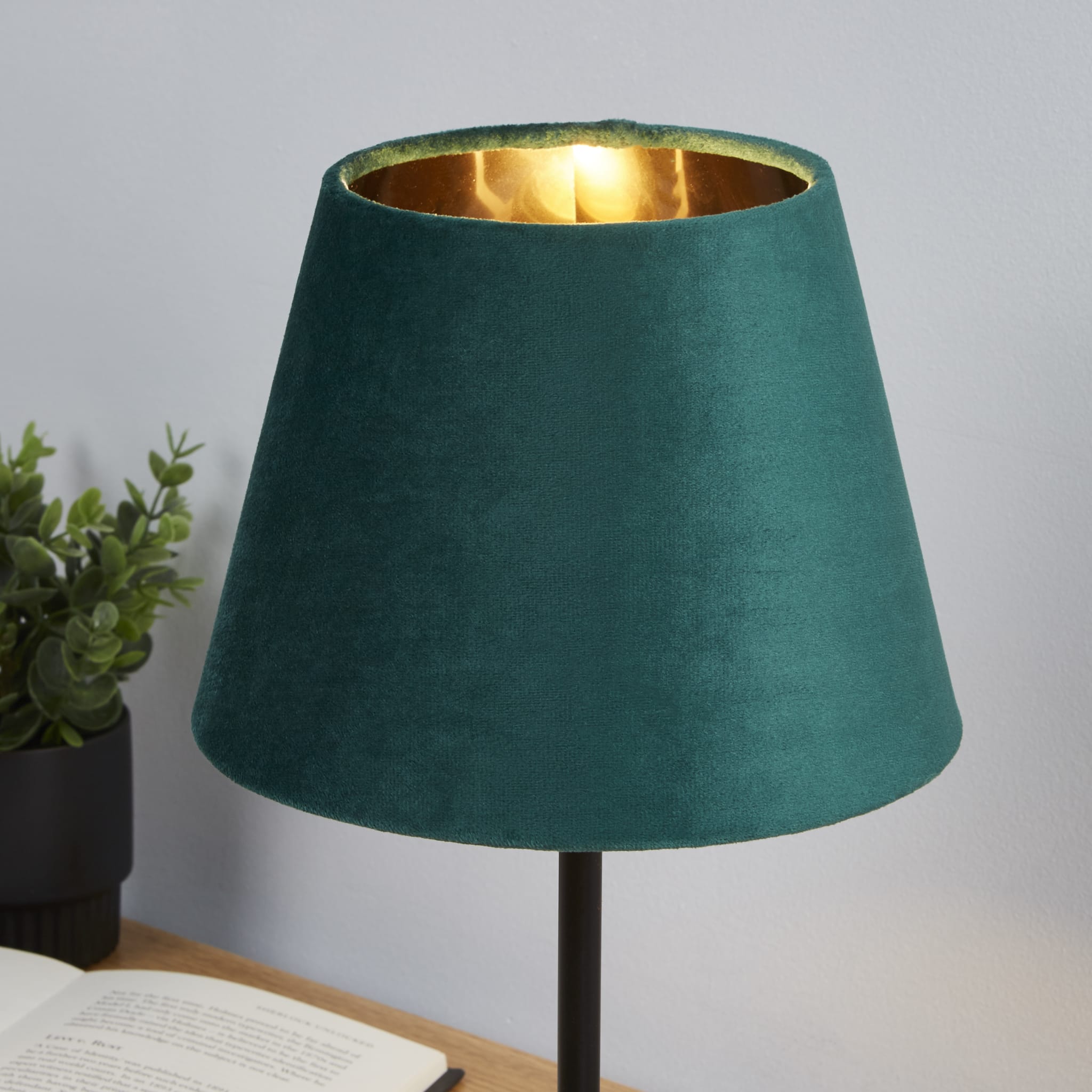 Velvet Drum Shade 20Cm Emerald