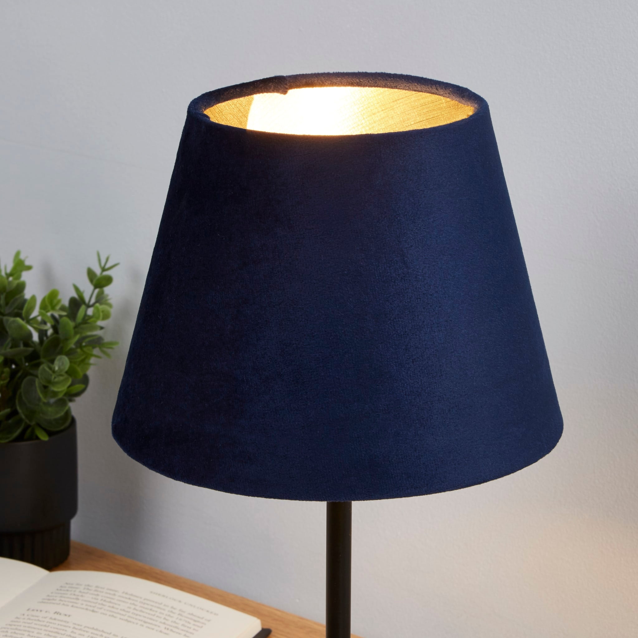 Velvet Drum Shade 20Cm Navy