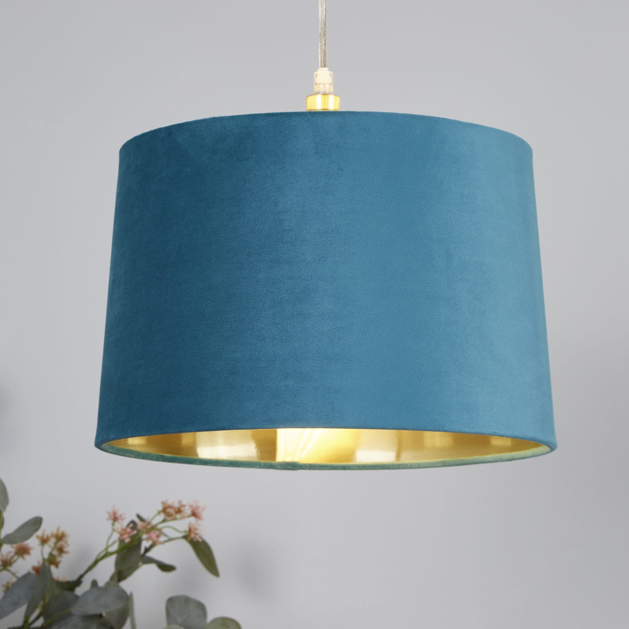 Velvet Drum Shade 30Cm Teal
