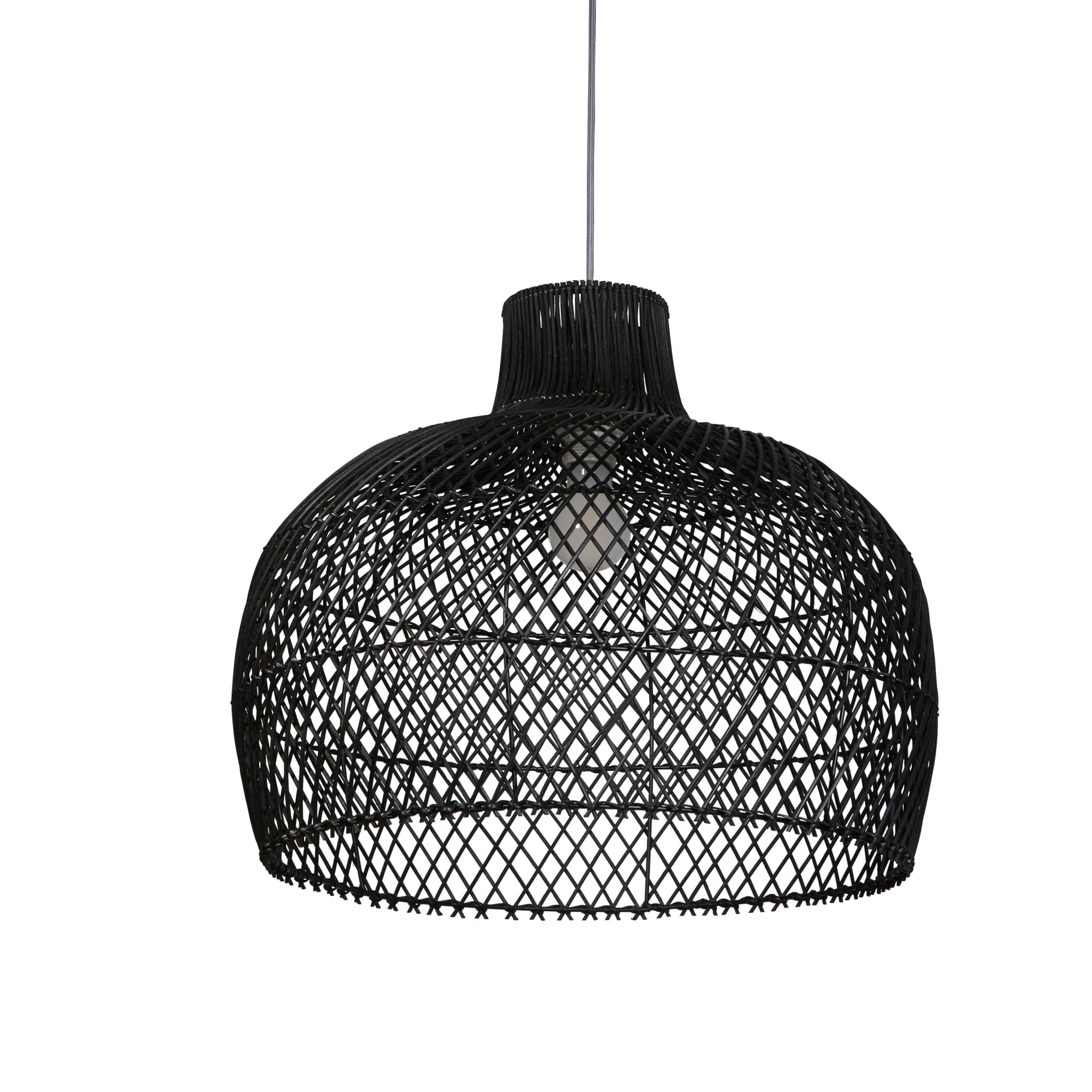 Large Bell Shade - Black Rattan 50Cm