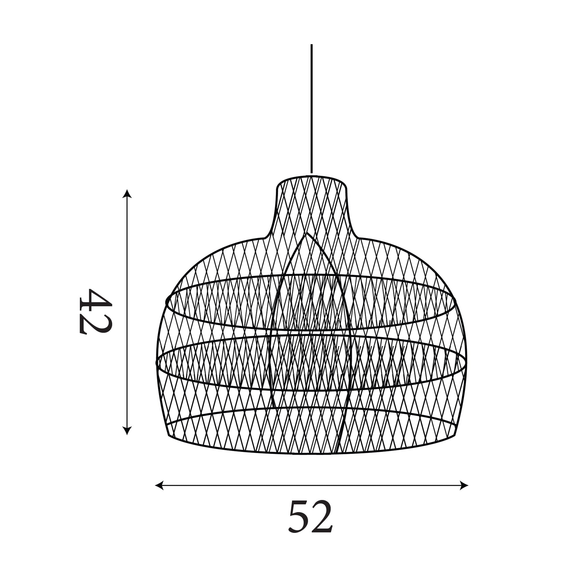 Large Bell Shade - Black Rattan 50Cm