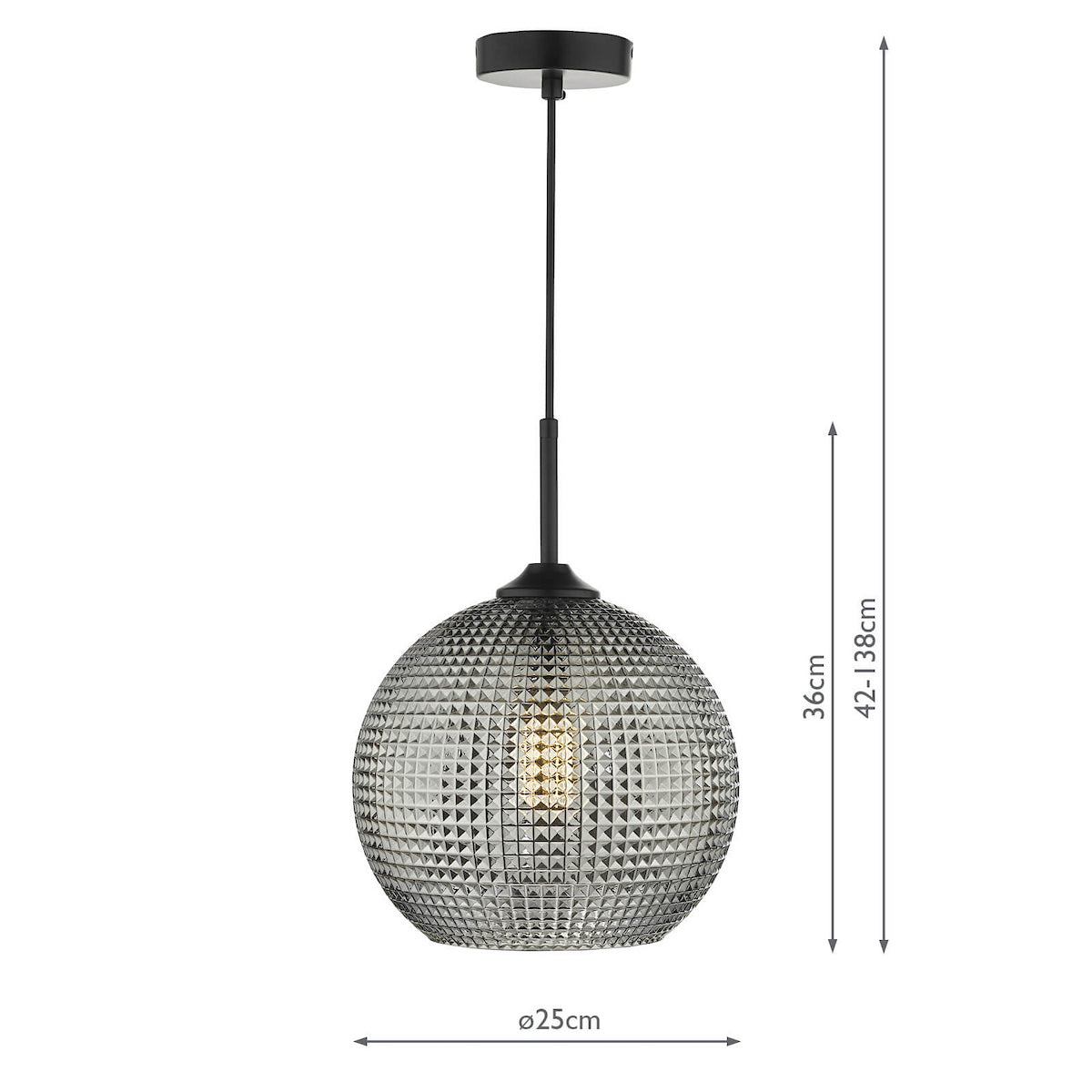 SOREN 1LT PENDANT BLACK SMOKED GLASS