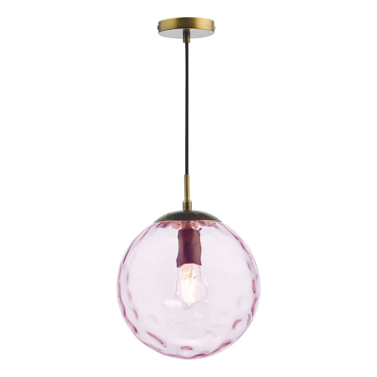RIPPLE 1LT PENDANT BRONZE WITH PINK RIPPLE GLASS