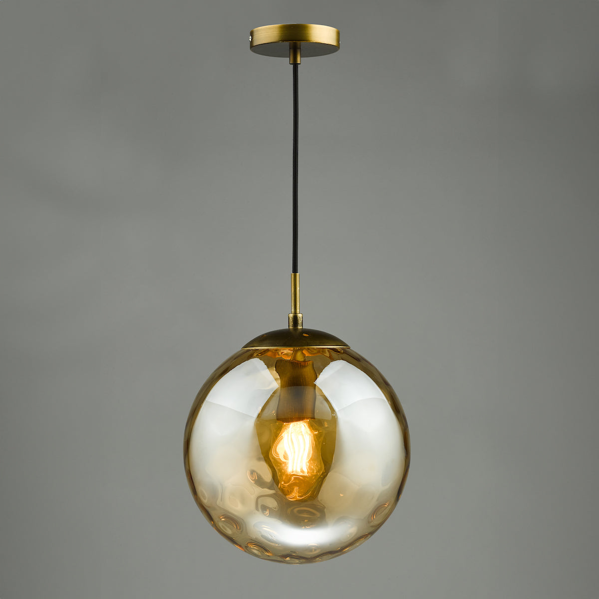 RIPPLE 1LT PENDANT BRONZE WITH CHAMPAGNE RIPPLE GL