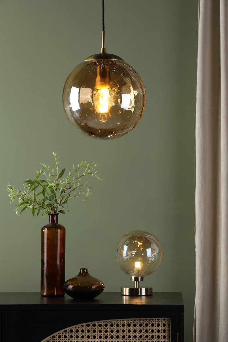 RIPPLE 1LT PENDANT BRONZE WITH CHAMPAGNE RIPPLE GL