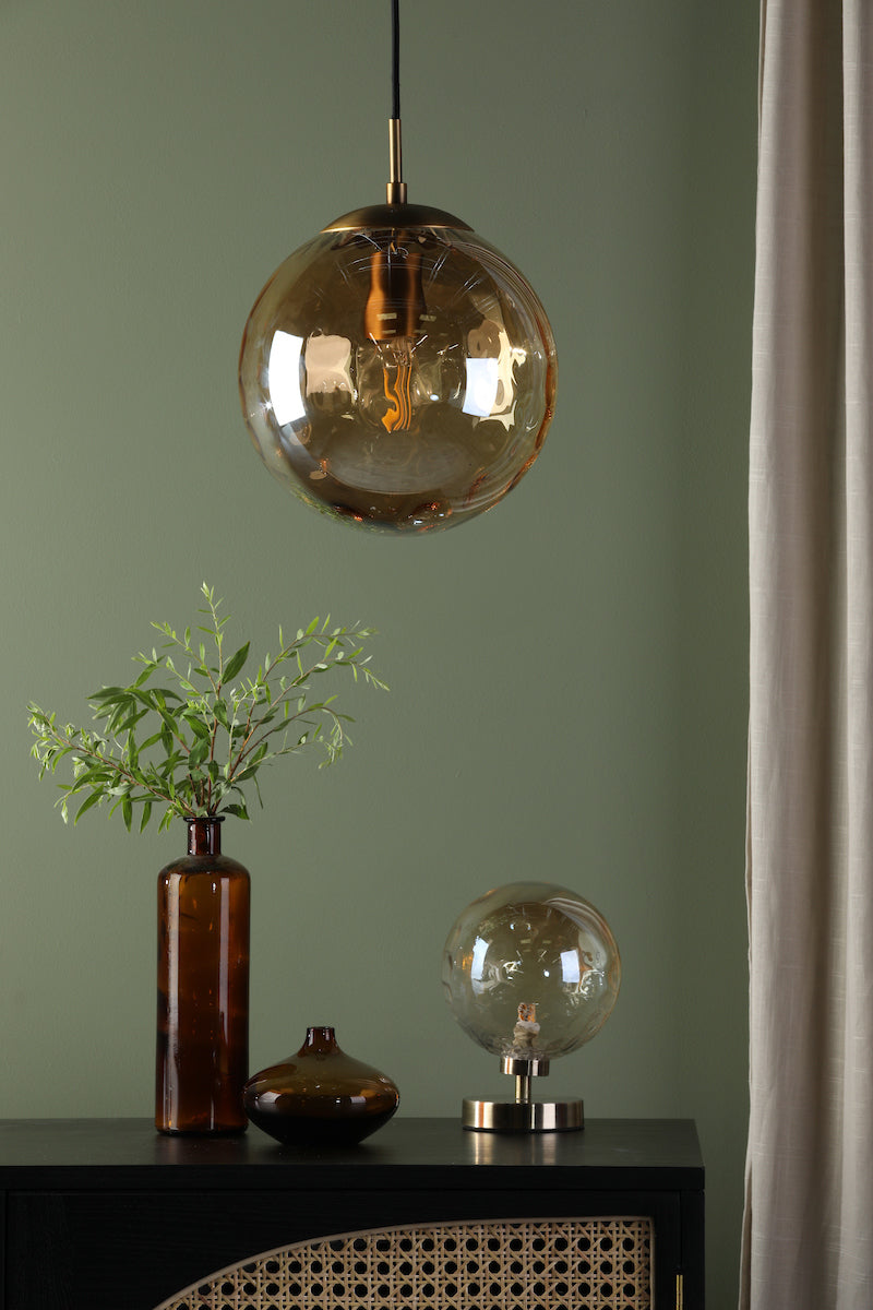 RIPPLE 1LT PENDANT BRONZE WITH CHAMPAGNE RIPPLE GL