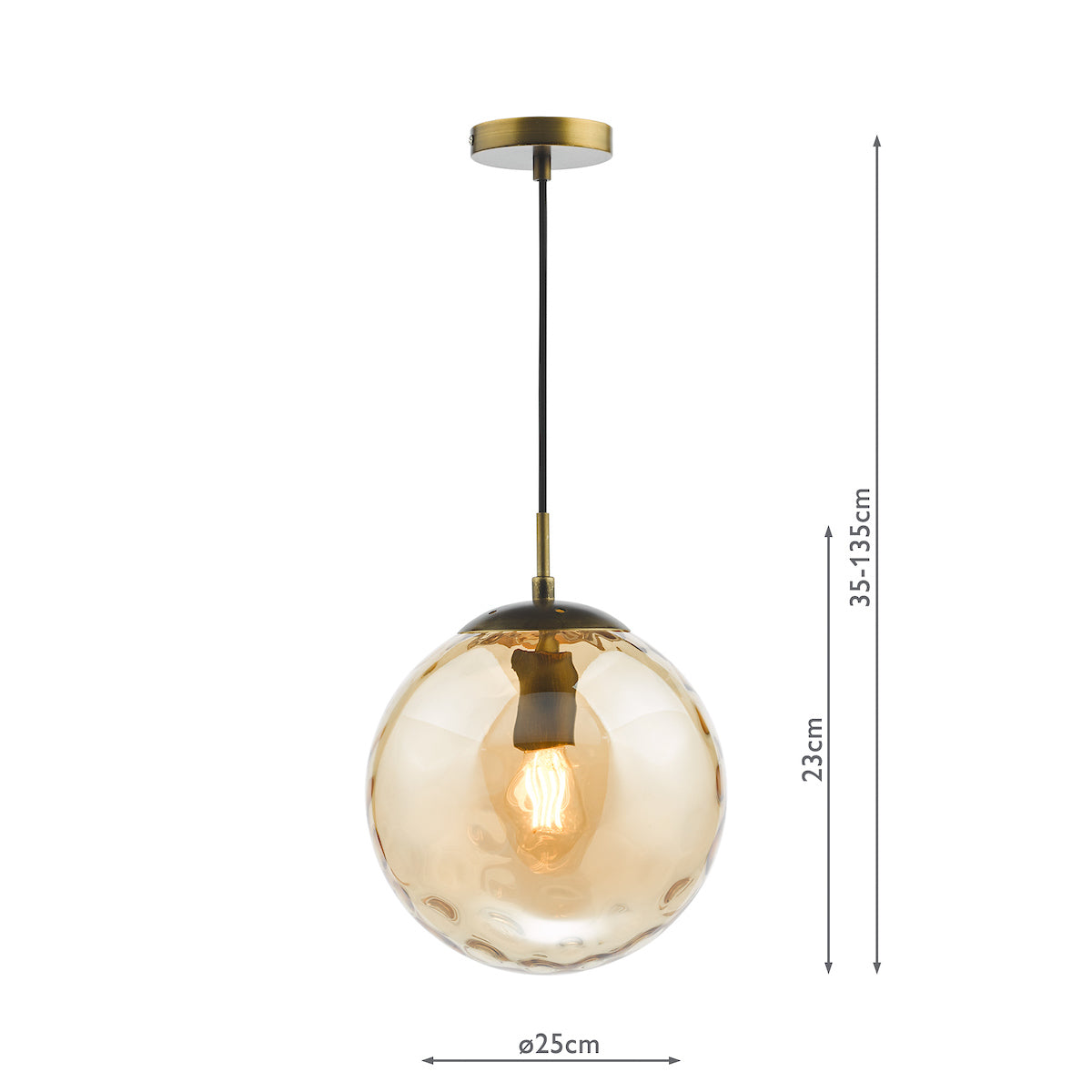 RIPPLE 1LT PENDANT BRONZE WITH CHAMPAGNE RIPPLE GL