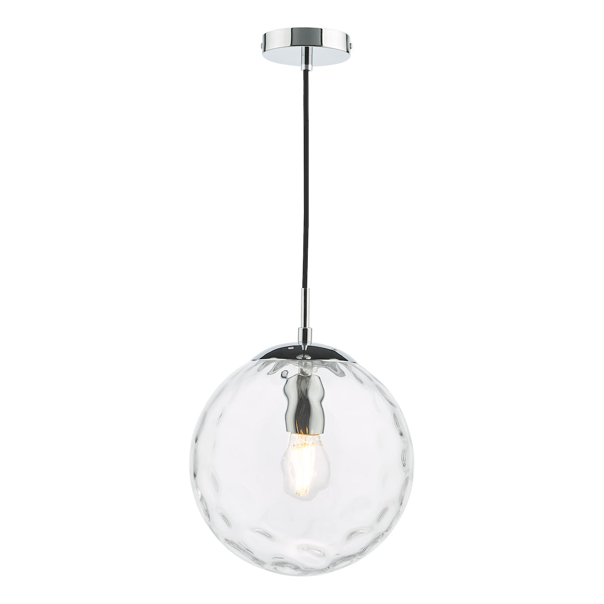 RIPPLE 1LT PENDANT POL CHR WITH CLEAR RIPPLE GLASS