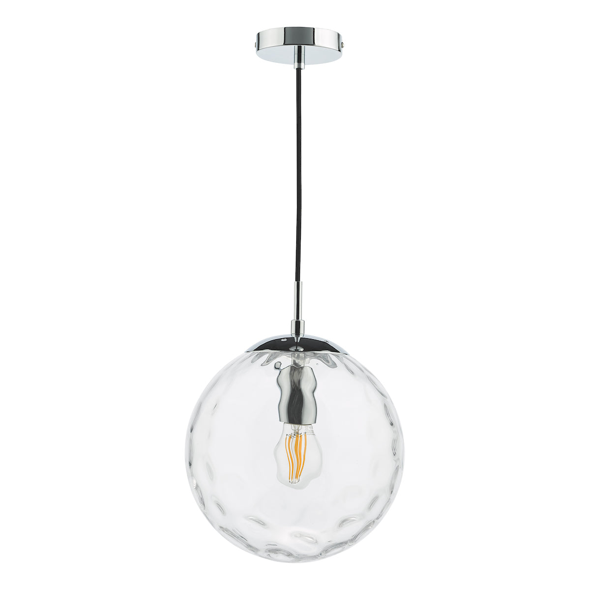 RIPPLE 1LT PENDANT POL CHR WITH CLEAR RIPPLE GLASS