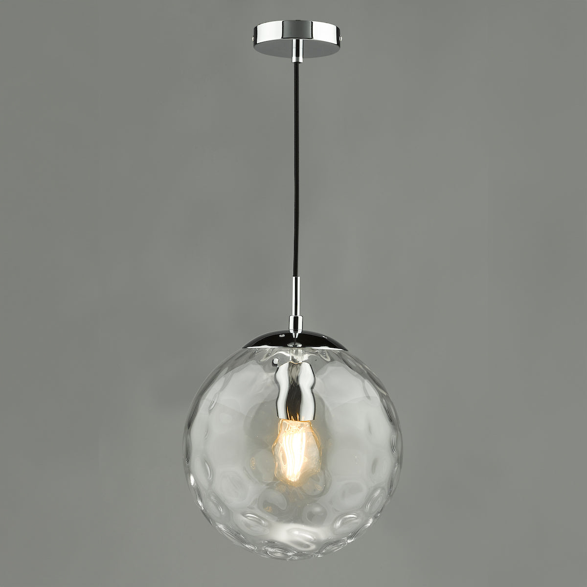 RIPPLE 1LT PENDANT POL CHR WITH CLEAR RIPPLE GLASS