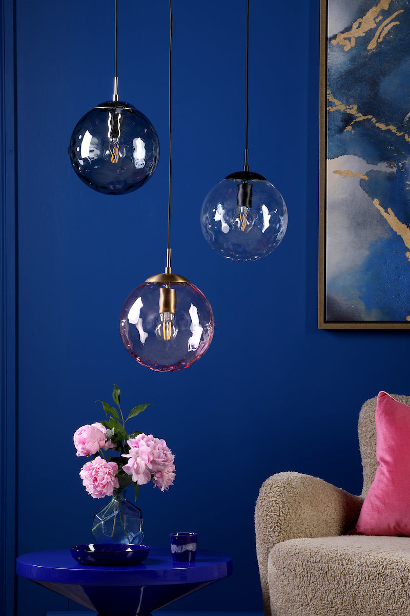 RIPPLE 1LT PENDANT BLACK WITH CLEAR RIPPLE GLASS